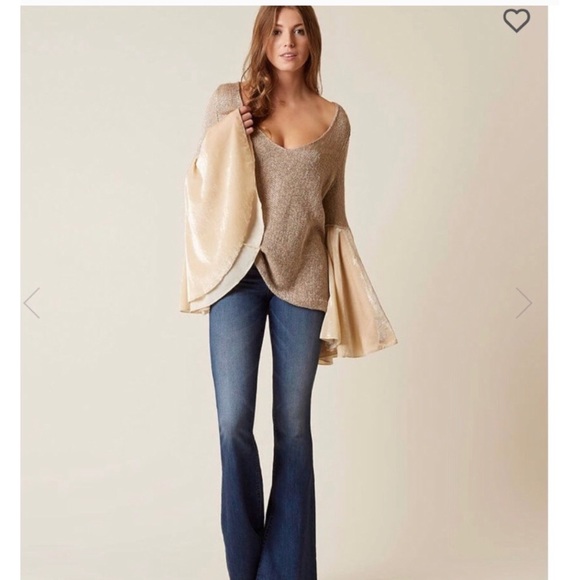 Free people celestial metallic bell sleeve sweater - Picture 2 of 7